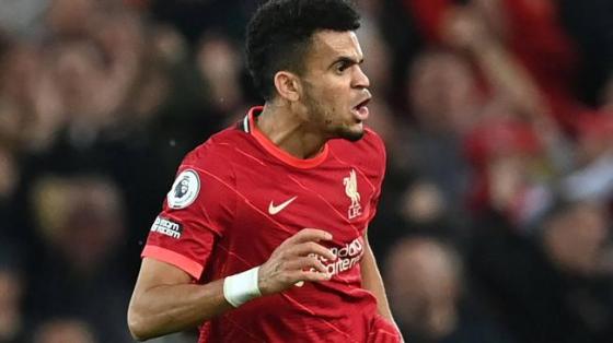 Luis Díaz celebra su nuevo gol con Liverpool.  Foto: AFP