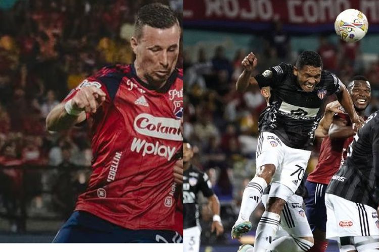 Jugadores de Independiente Medellín y de Junior, foto tomada de Twitter