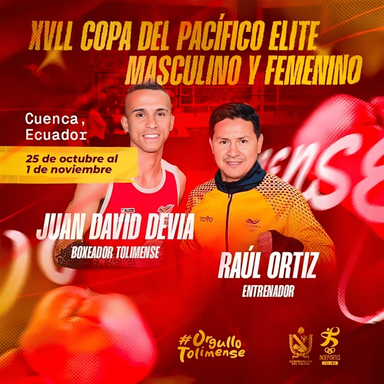 Juan David Devia, deportista; Raúl Ortiz, entrenador.