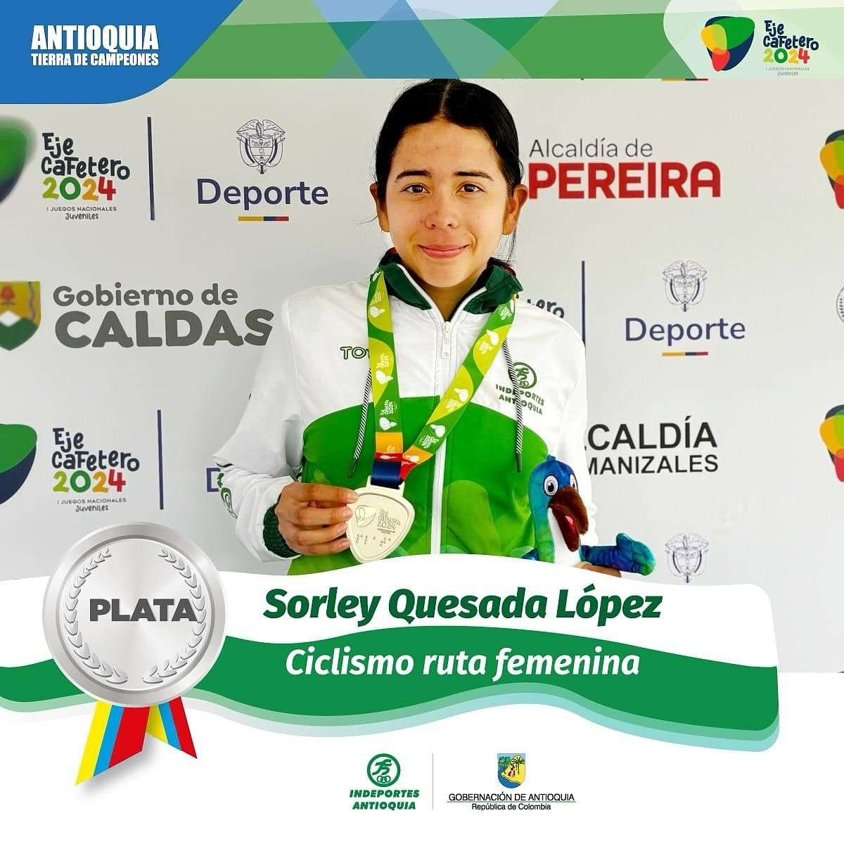 Hace historia la ciclista huilense VICTORIA QUESADA destacándose al obtener la medalla de plata en los juegos nacionales de la juventud.