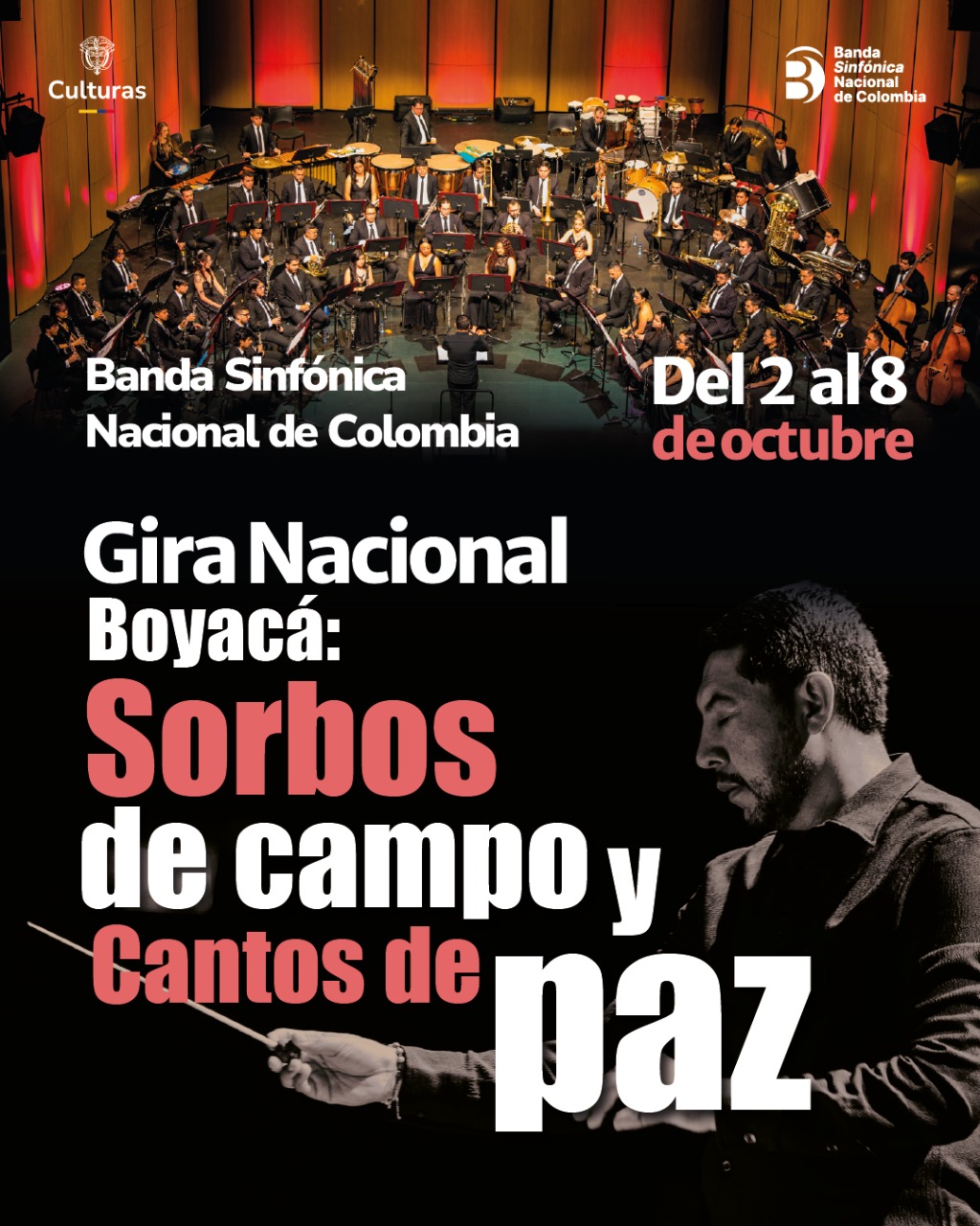 Banda Sinfónica Nacional de Colombia gira Sorbos de Campos y Cantos de Paz por Boyacá.