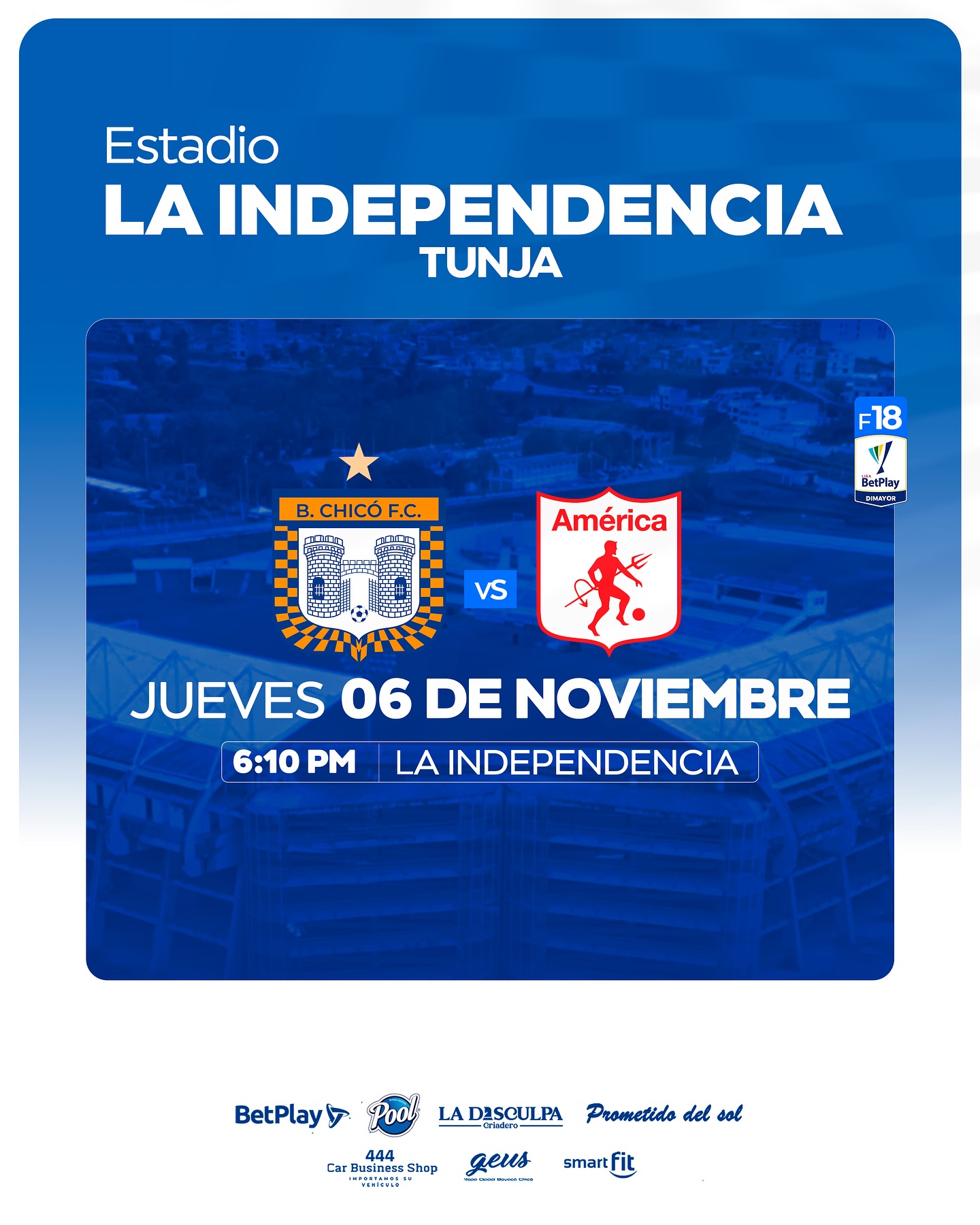 Oficial: Boyacá Chicó – América se jugará el 6 de noviembre en La Independencia de Tunja