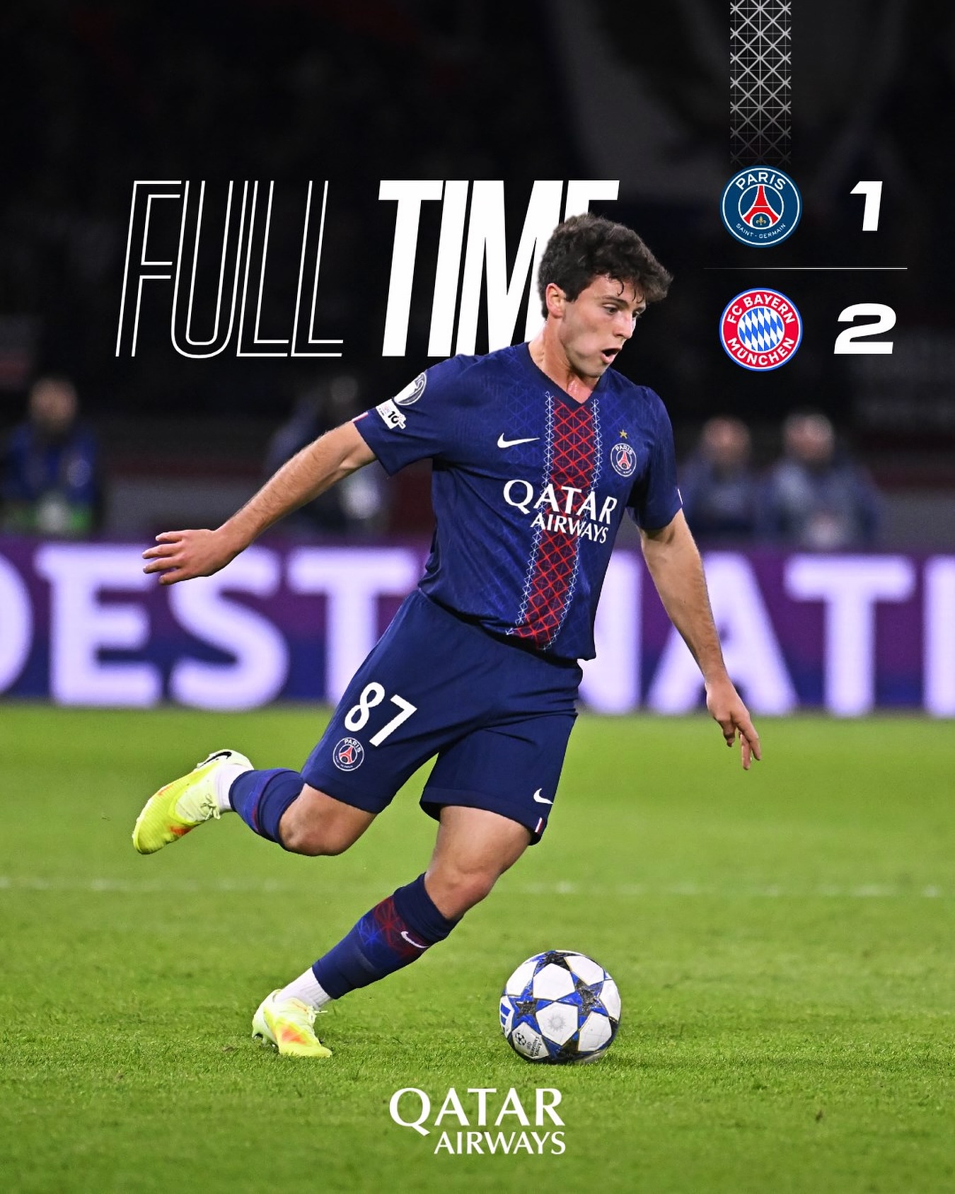 Dura derrota del PSG en el Parc De Princes frente al Bayern Munich