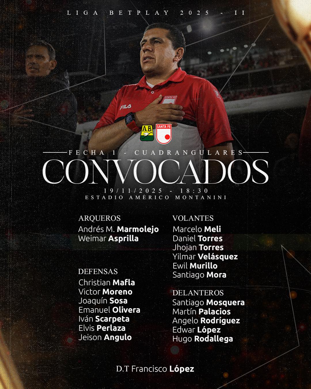 Oficial: Convocatoria Santa Fe para enfrentar a Bucaramanga