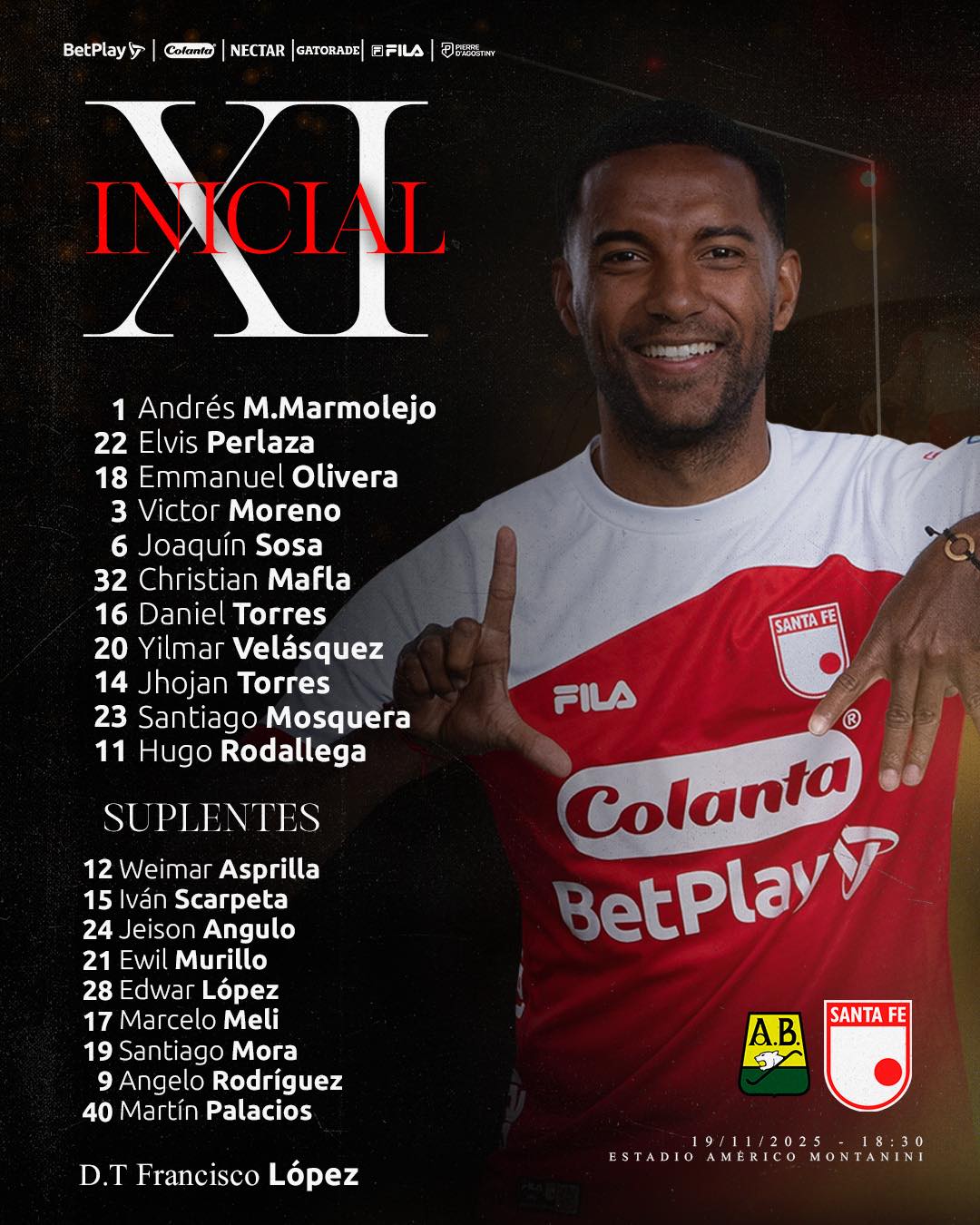 Oficial: Los once de Santa Fe para enfrentarse al Atlético Bucaramanga