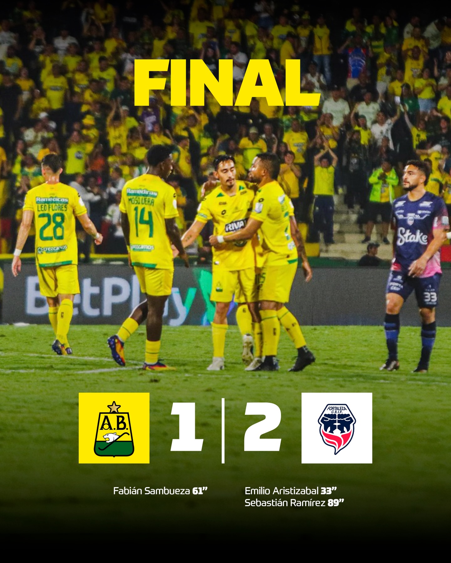 Bucaramanga cayó de local frente a Fortaleza en el Américo Montanini