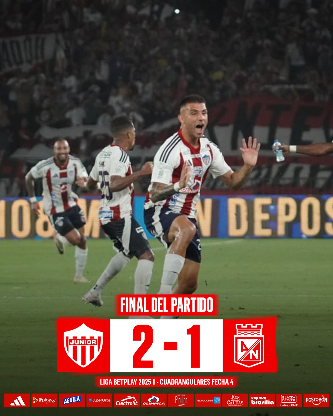 Junior remontó y quedo lider del grupo con 8 unidades