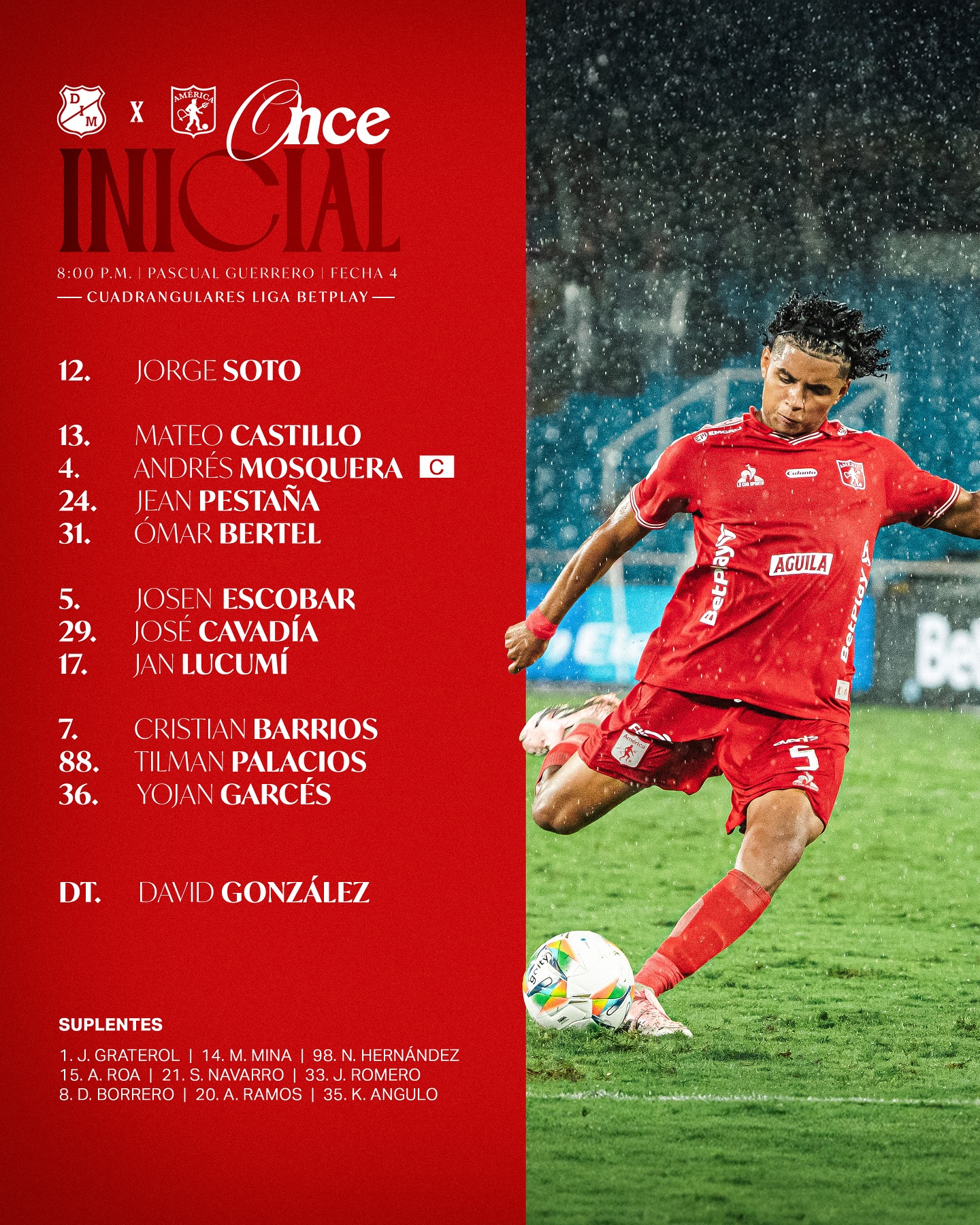 América de Cali confirma su once titular para un duelo decisivo ante el Medellín