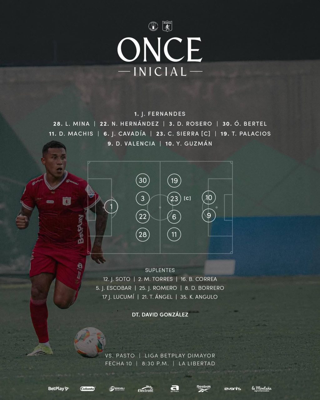 Oficial: Los once de América de Cali para enfrentar a Pasto