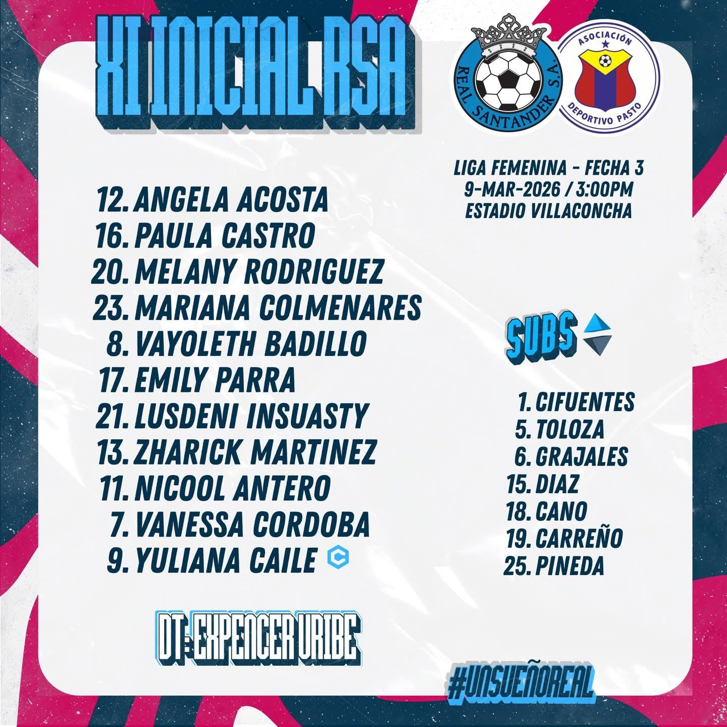 Oficial: Nomina Real Santander (Femenino) para enfrentar a Deportivo Pasto