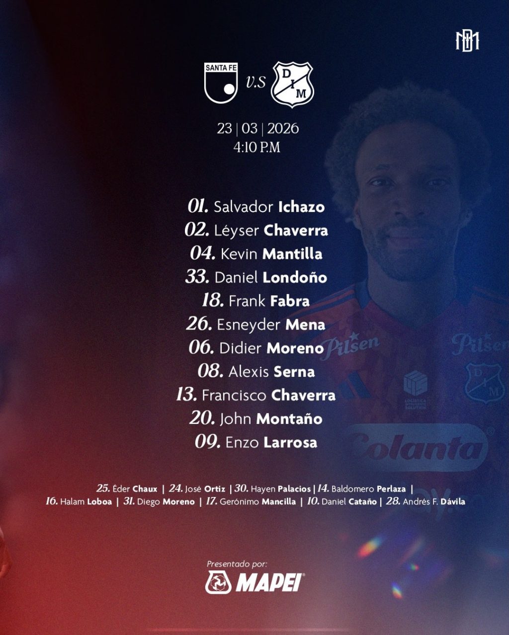 Oficial: Los XI del DIM para enfrentar a Santa Fé