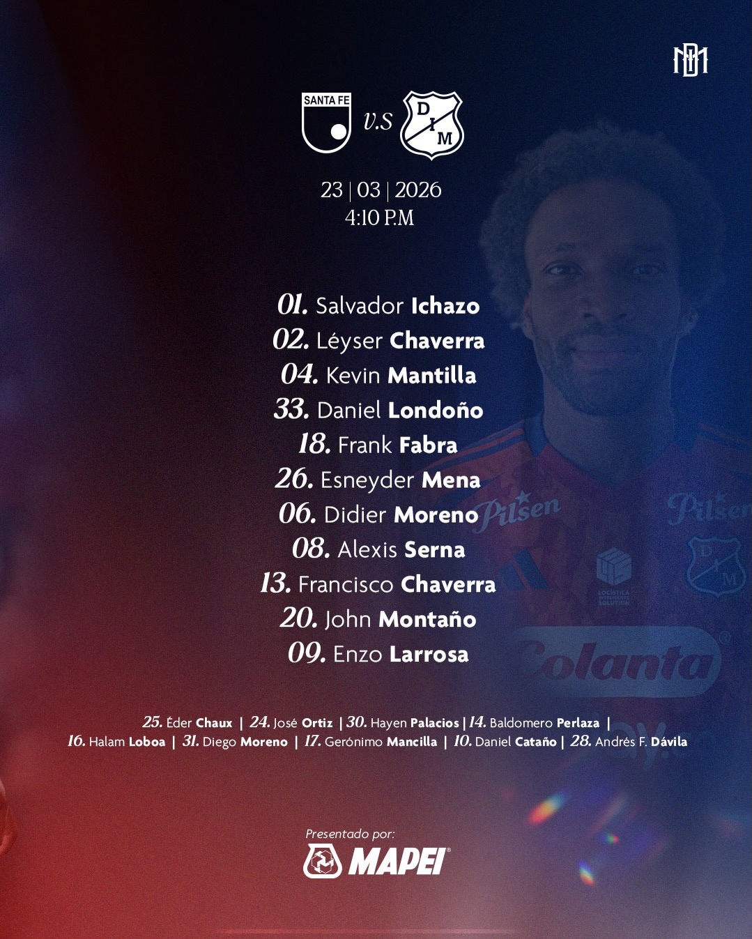 Oficial: Los XI del DIM para enfrentar a Santa Fé