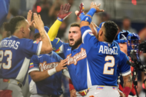 Jugadores de Venezuela celebrando