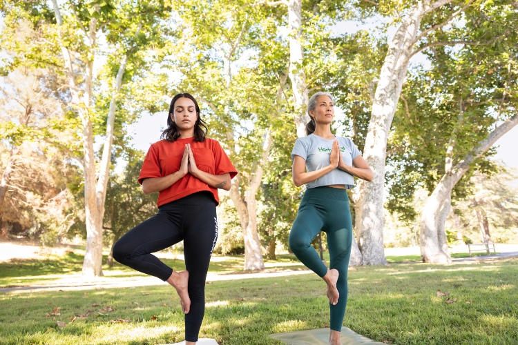 Women concentrating during their yoga workout in the park- ok (1)