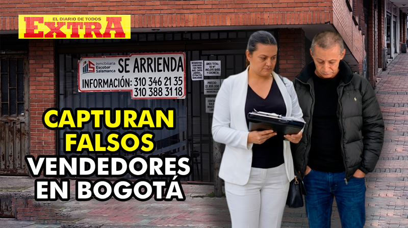 Mauricio Navarrete Sarabia y Yuli Stella Guerrero López, capturados por su presunta participación en una estafa inmobiliaria en Bogotá.